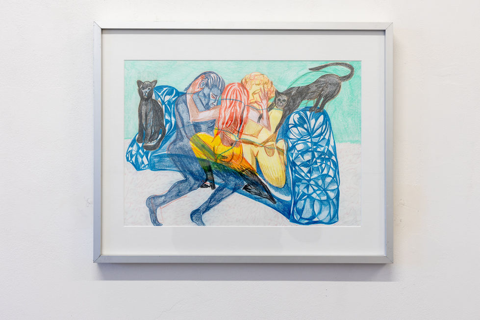 Miluji vás (oba) /
Loving You (both)
43 × 28 cm
Kresba na papíře / Drawing on paper
Zarámováno / Framed:
50 × 40 cm
2025