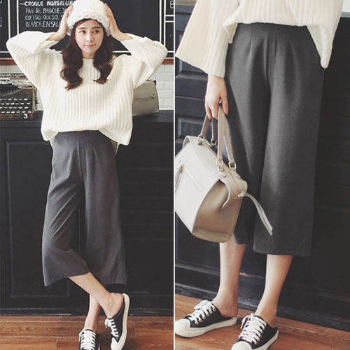 Gray Wide Leg Trousers - 30149GY-L