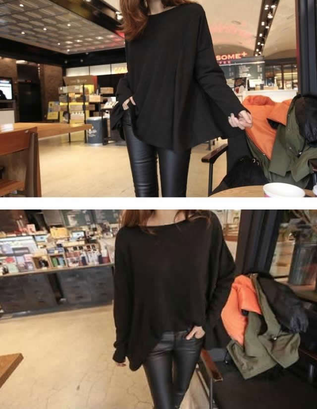 Black Long Sleeved Swing T-Shirt - 28710BK
