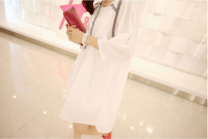 Thumbnail: White Long Sleeved Loose Dress - 30136WE-M ( SOLD OUT )