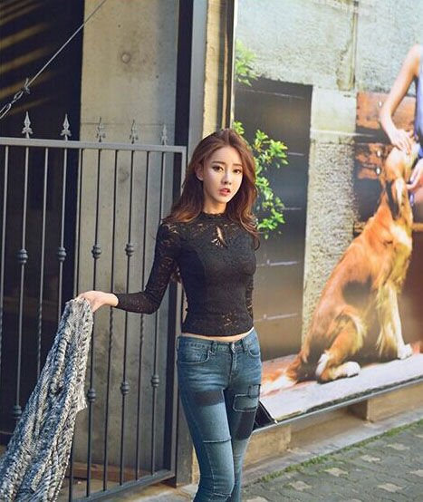Black Lace Long Sleeved Shirt