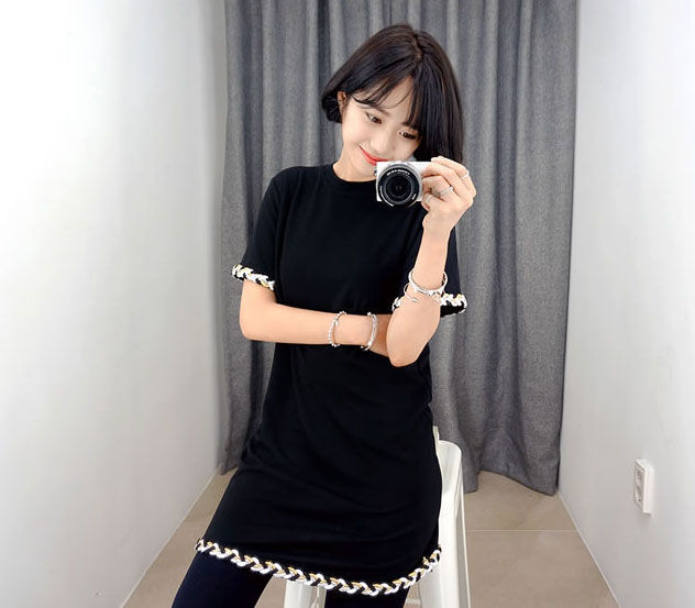 Black Short Sleeved Dress - 28424BK