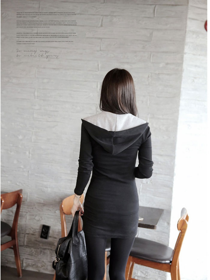 Thumbnail: Black Long Sleeved Hooded Dress ( SOLD OUT )
