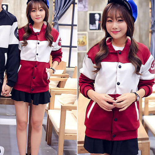 Red White Striped Long Sleeved Baseball Jacket - 30061RD-L
