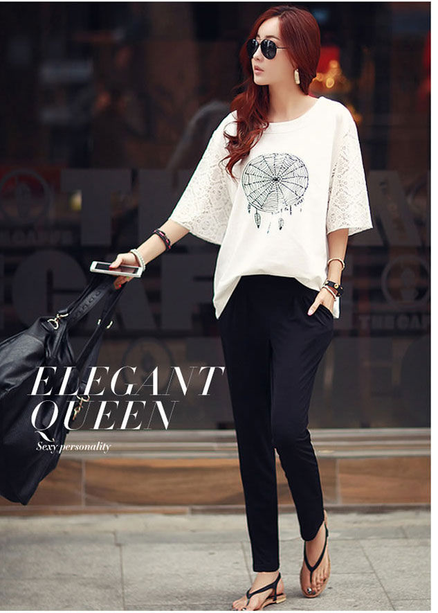 White Lace Sleeved Korean Shirt