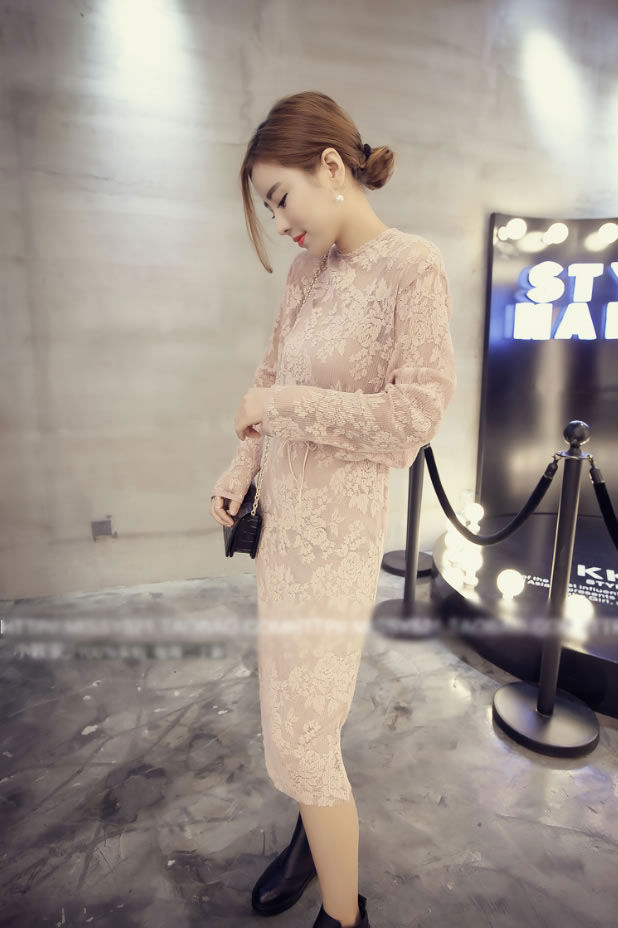 Flower Lace Long Sleeved Dress