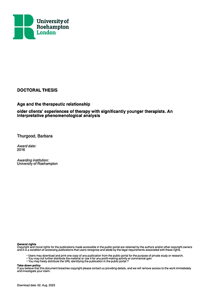 Age and the therapeutic relationship