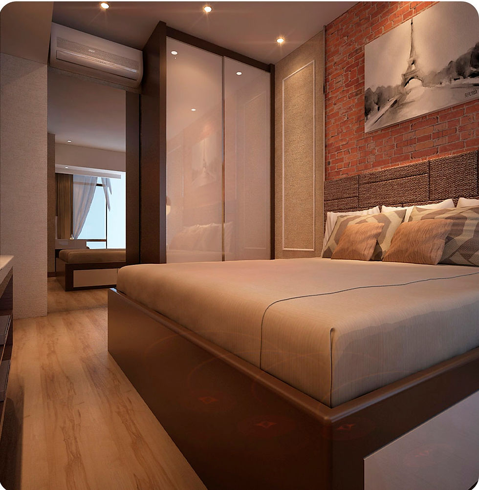 Quarto moderno de Casal, amadeirado com móveis Planejados