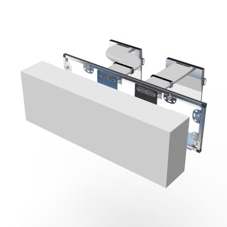 Cassonetto ad alta efficienza con VMC integrata in vista esplosa con componenti isolanti e sistema di ventilazione aria
