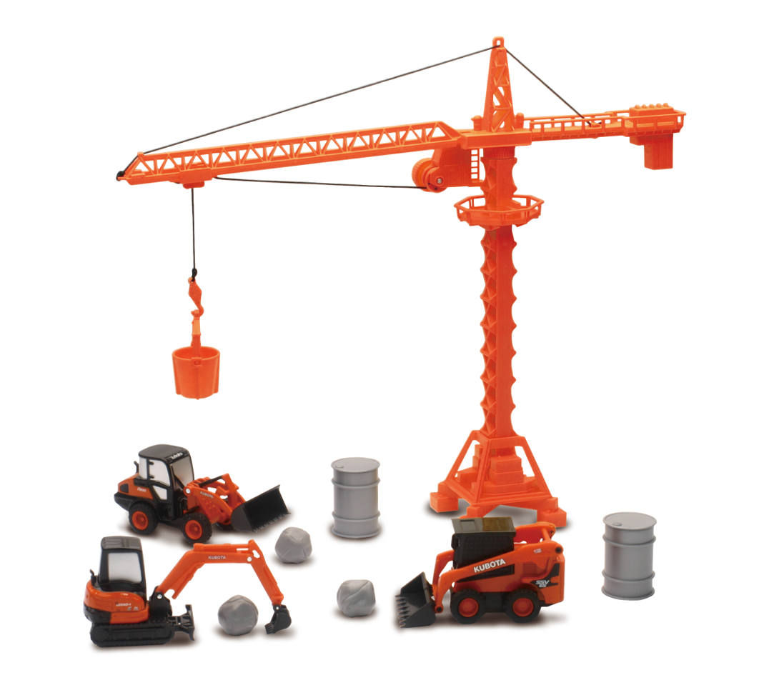 4KUBSS33563  Kubota Construction Vehicles W/ Crane & Accessories Set