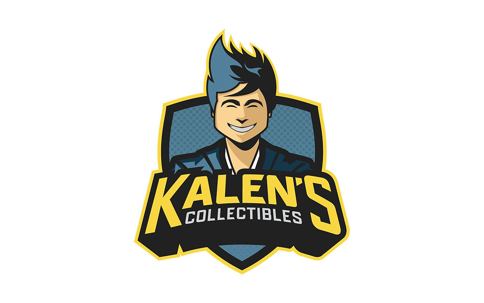 Primary logo for Kalen’s Collectibles featuring comic-inspired mascot and bold wordmark