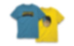 Branded blue and yellow t-shirts featuring Kalen’s Collectibles mascot and logo design
