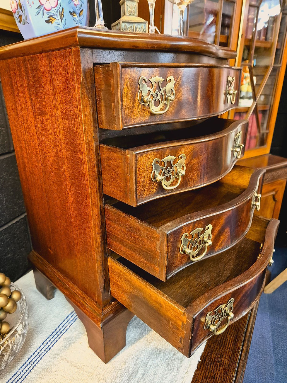 Thumbnail: 20thCentury Mahogany Serpentine Front Bedside Chest of Drawers