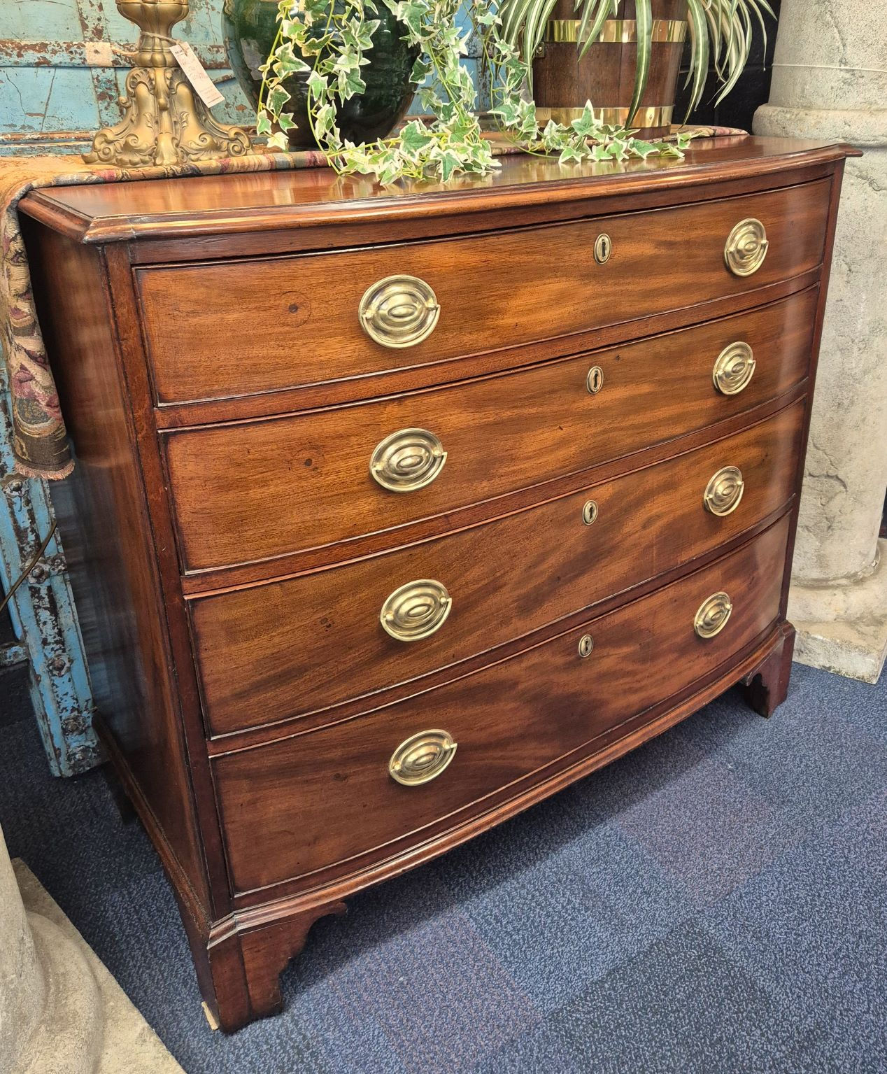Georgian Mahogany Bow Front Chest of Drawers
