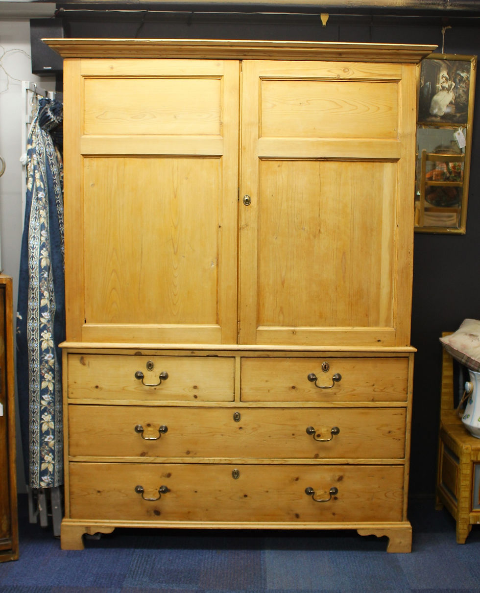 Thumbnail: Victorian Pine Linen Press Cupboard