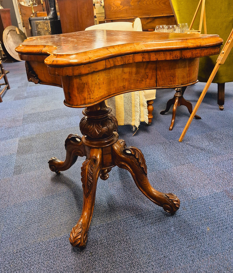 Thumbnail: Victorian Burr Walnut Serpentine Card Table