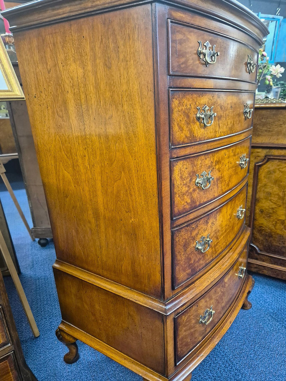 Thumbnail: Burr Walnut Bow Front Tallboy by Bevan Funnell Reprodux