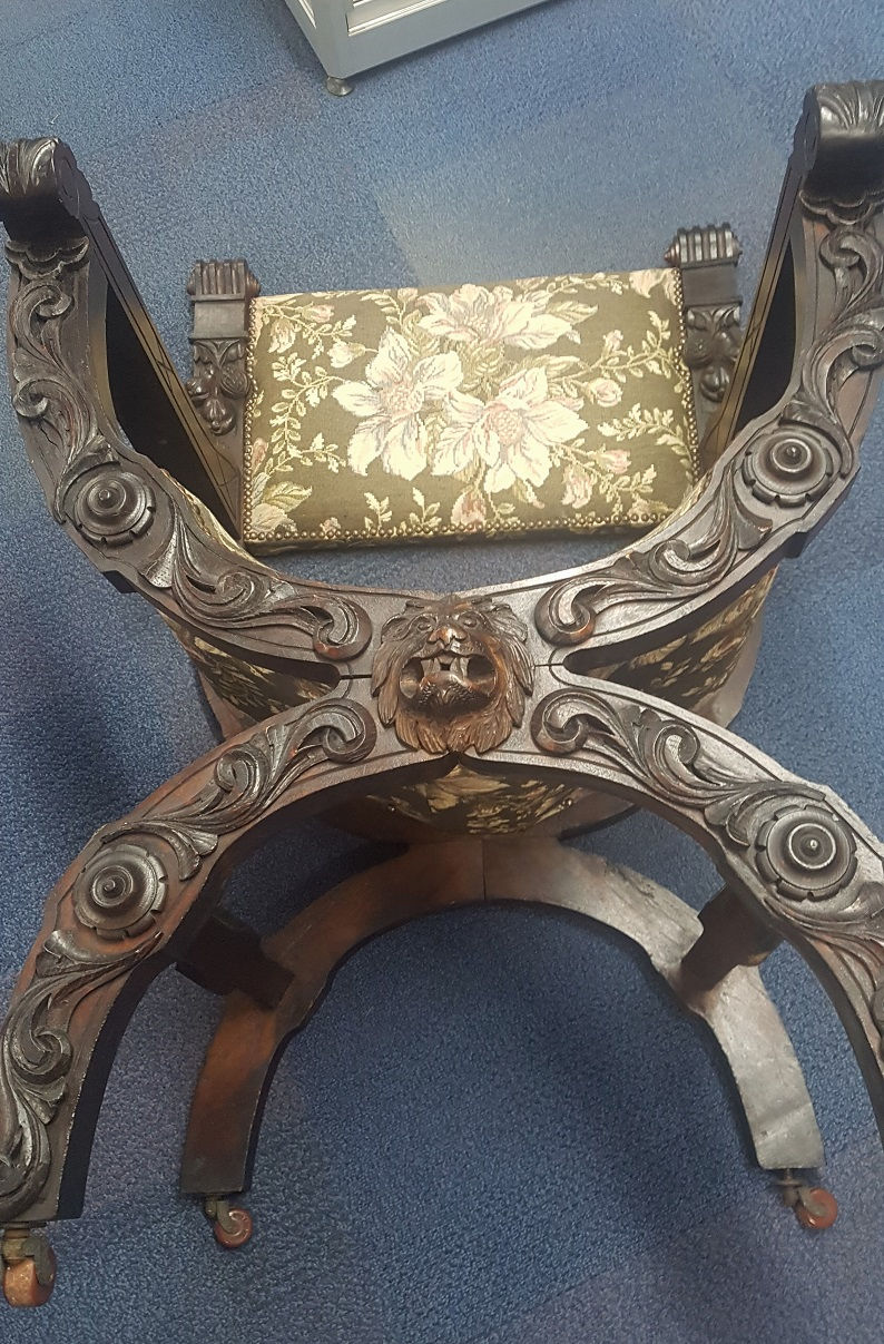 Thumbnail: 19thC Savonarola Style Chair / Throne Chair