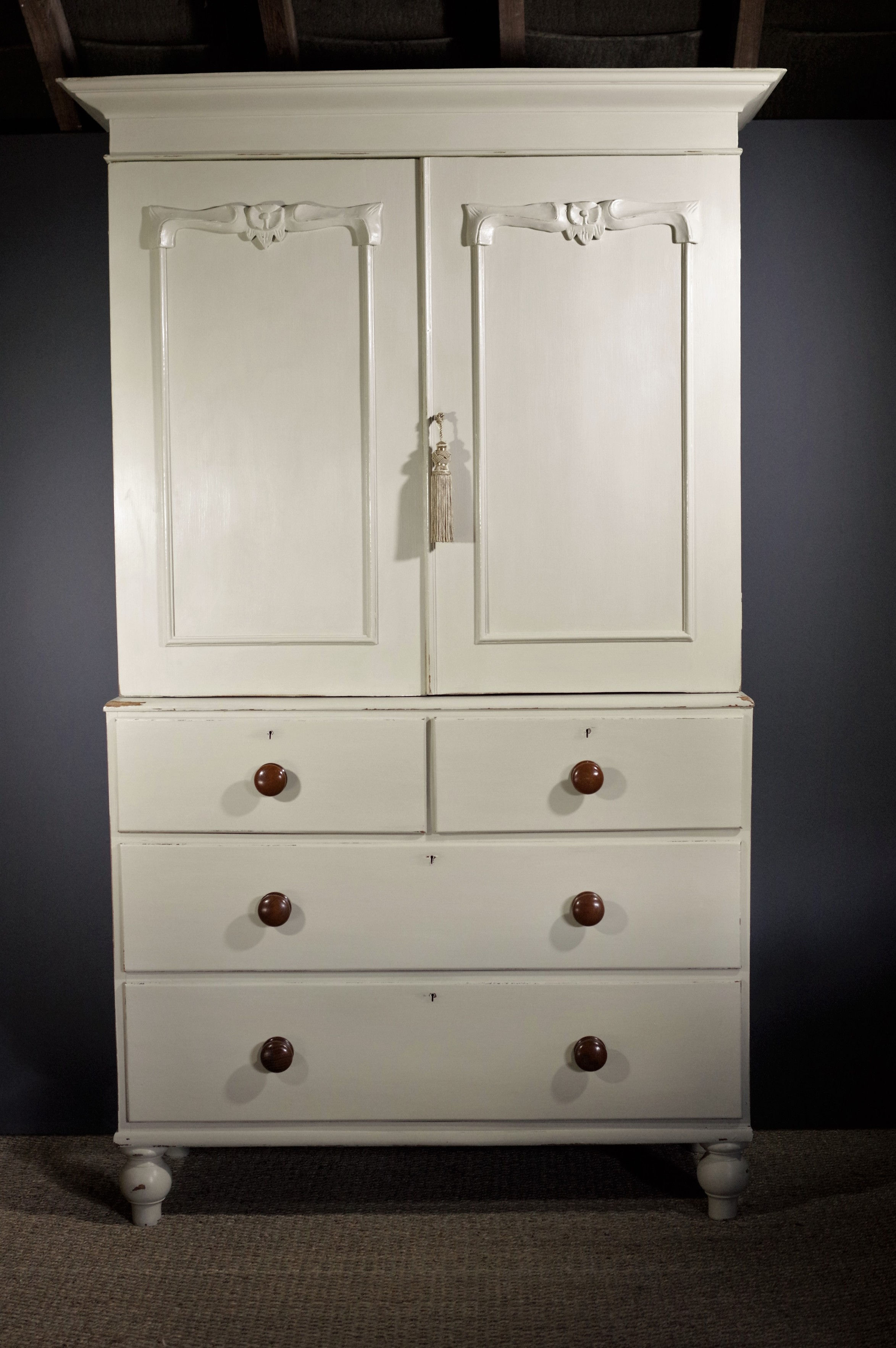 Beautiful 19thC Painted Linen Press