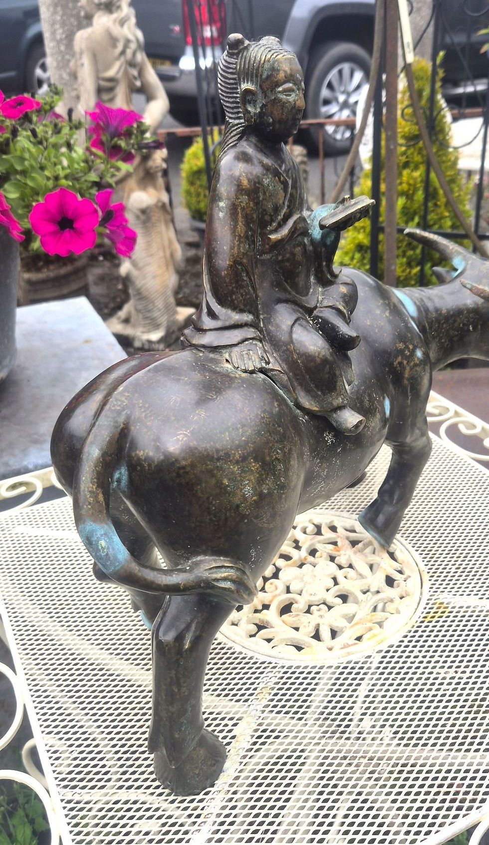 Thumbnail: Pair of Early 20thC Chinese Bronze Water buffalo with Scholars astride