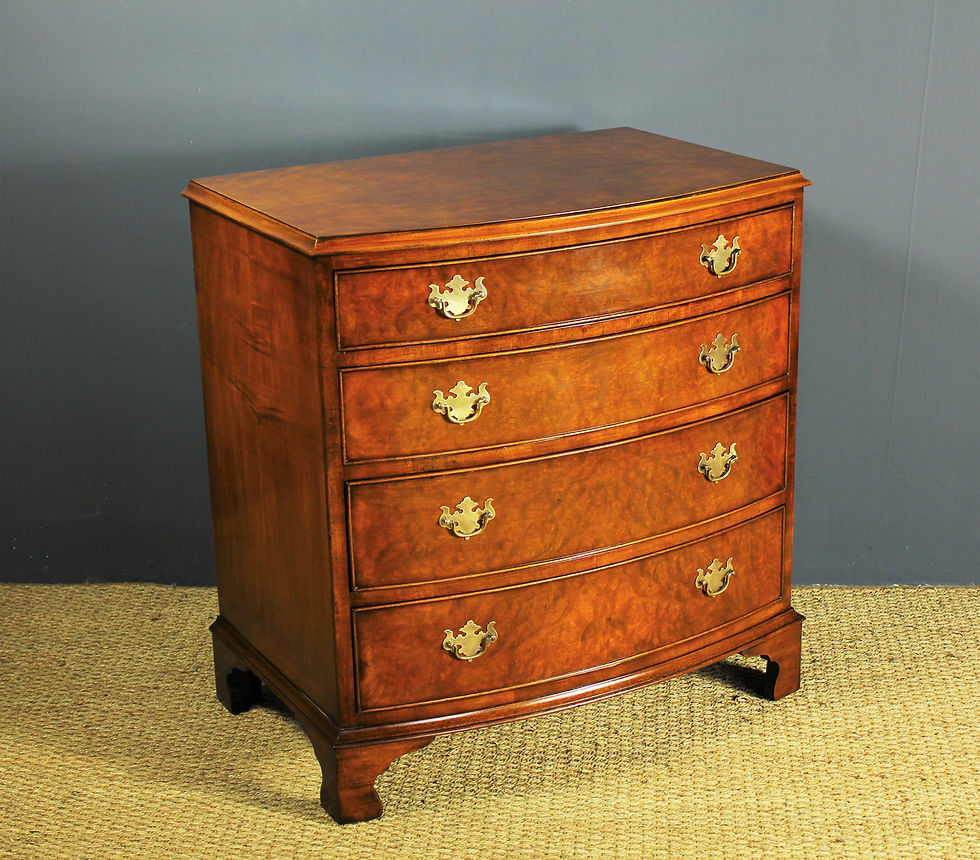 Thumbnail: Burr Walnut Bow Fronted Chest of Drawers