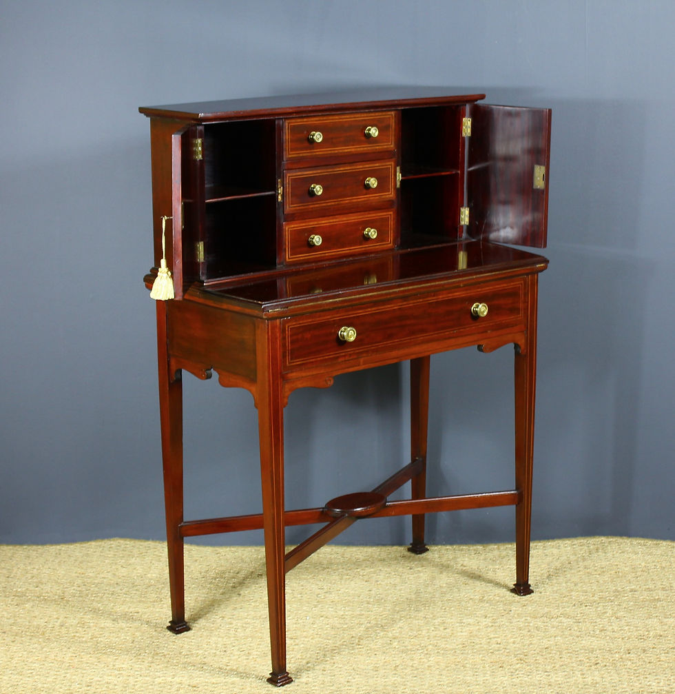 Thumbnail: Edwardian Mahogany Inlaid Bonheur De Jour