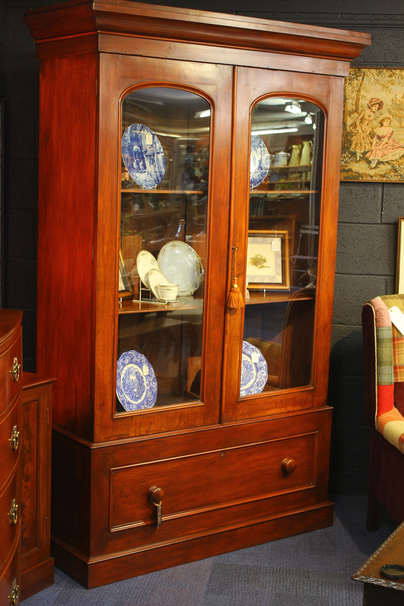 Victorian Mahogany Bookcase/ Display Cabinet