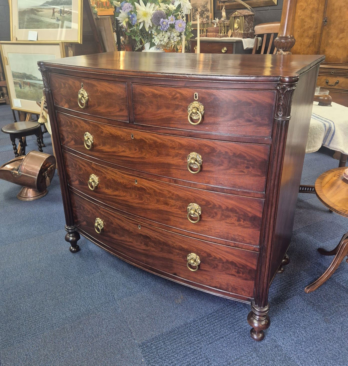 William IV Mahogany Bow Front Chest of Drawers