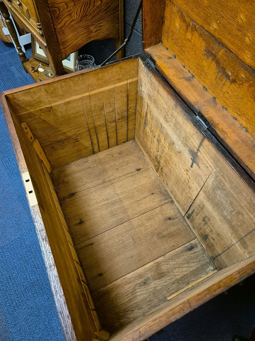 Thumbnail: Victorian Oak & Iron Bound Silver Chest