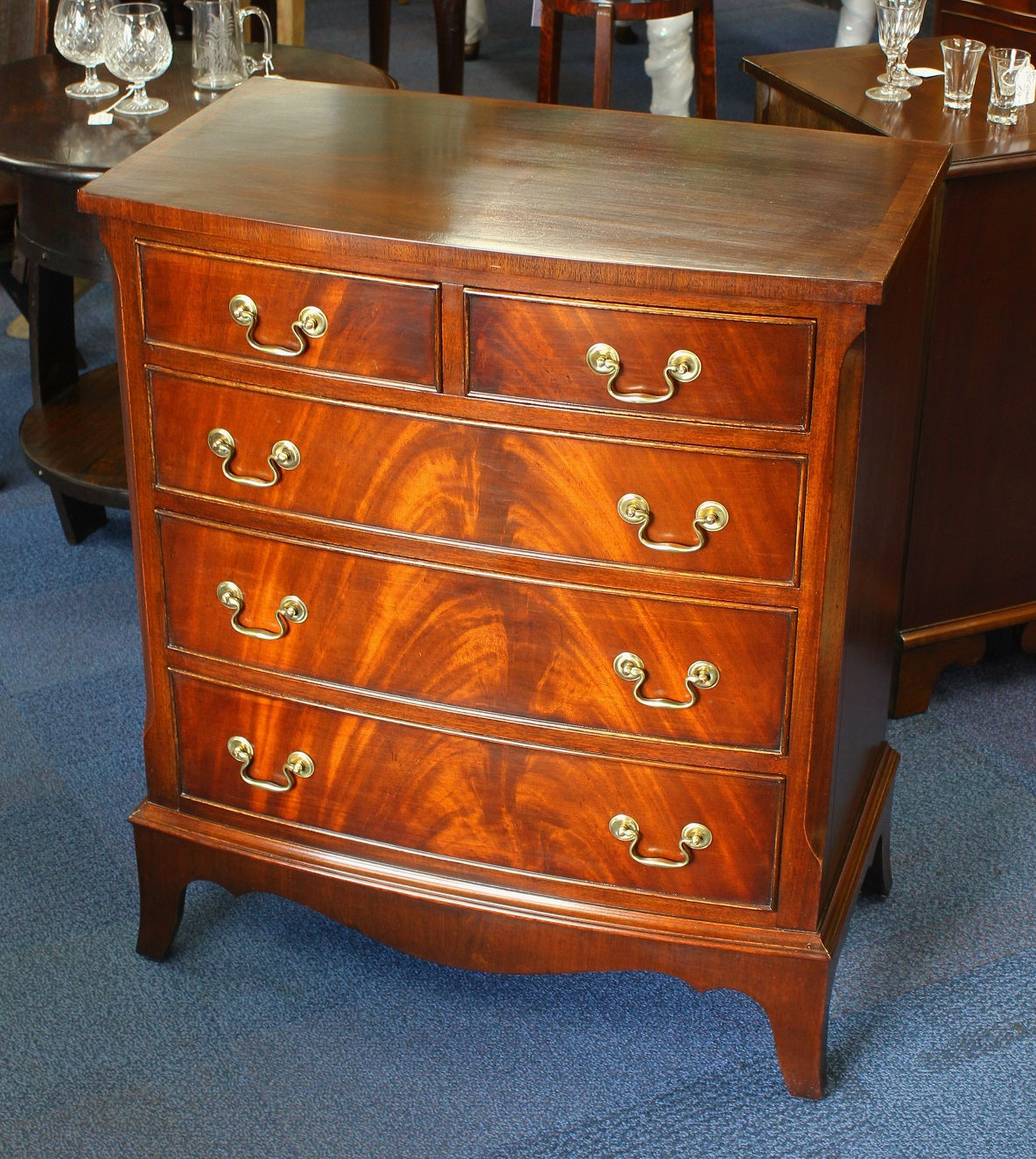 Georgian Style Mahogany Bow Front Chest of Drawers