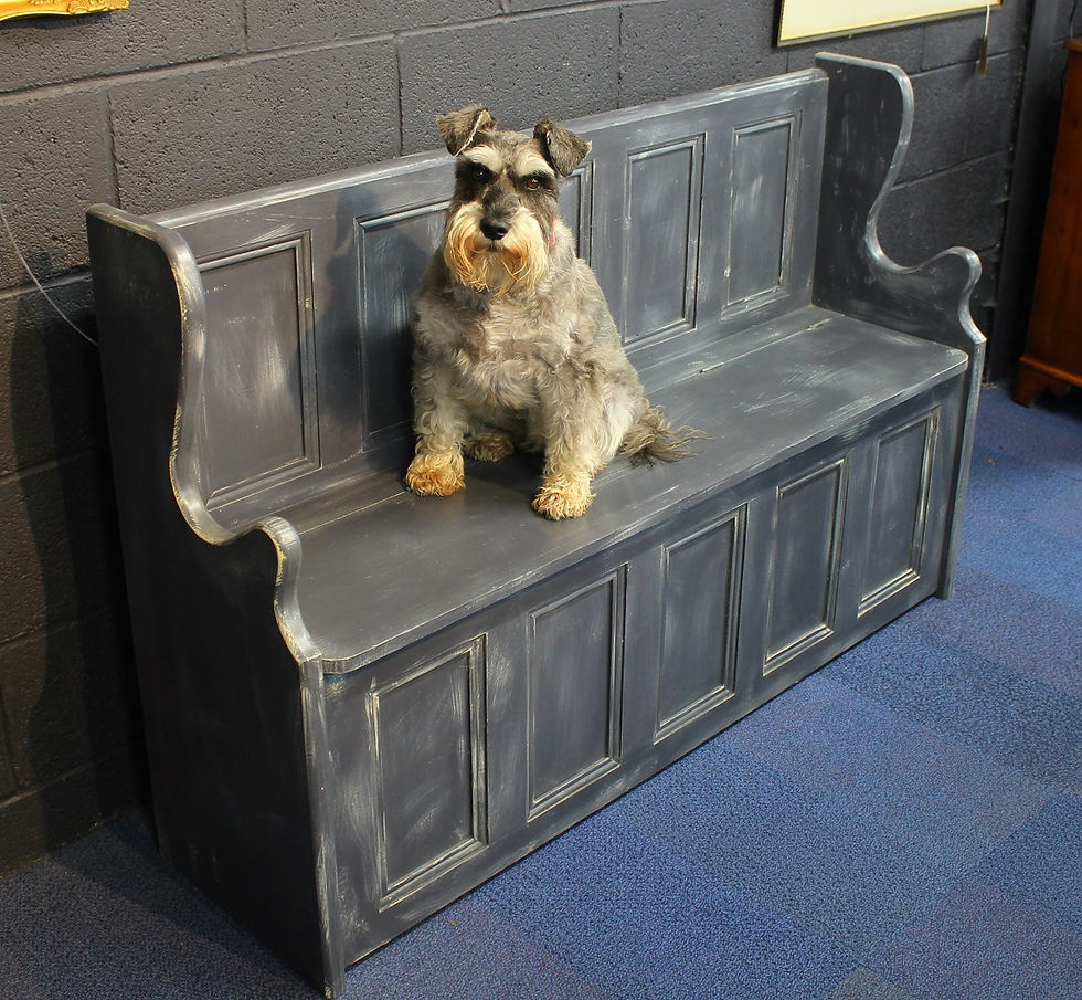 20thC Pine Box Settle with Later Paint