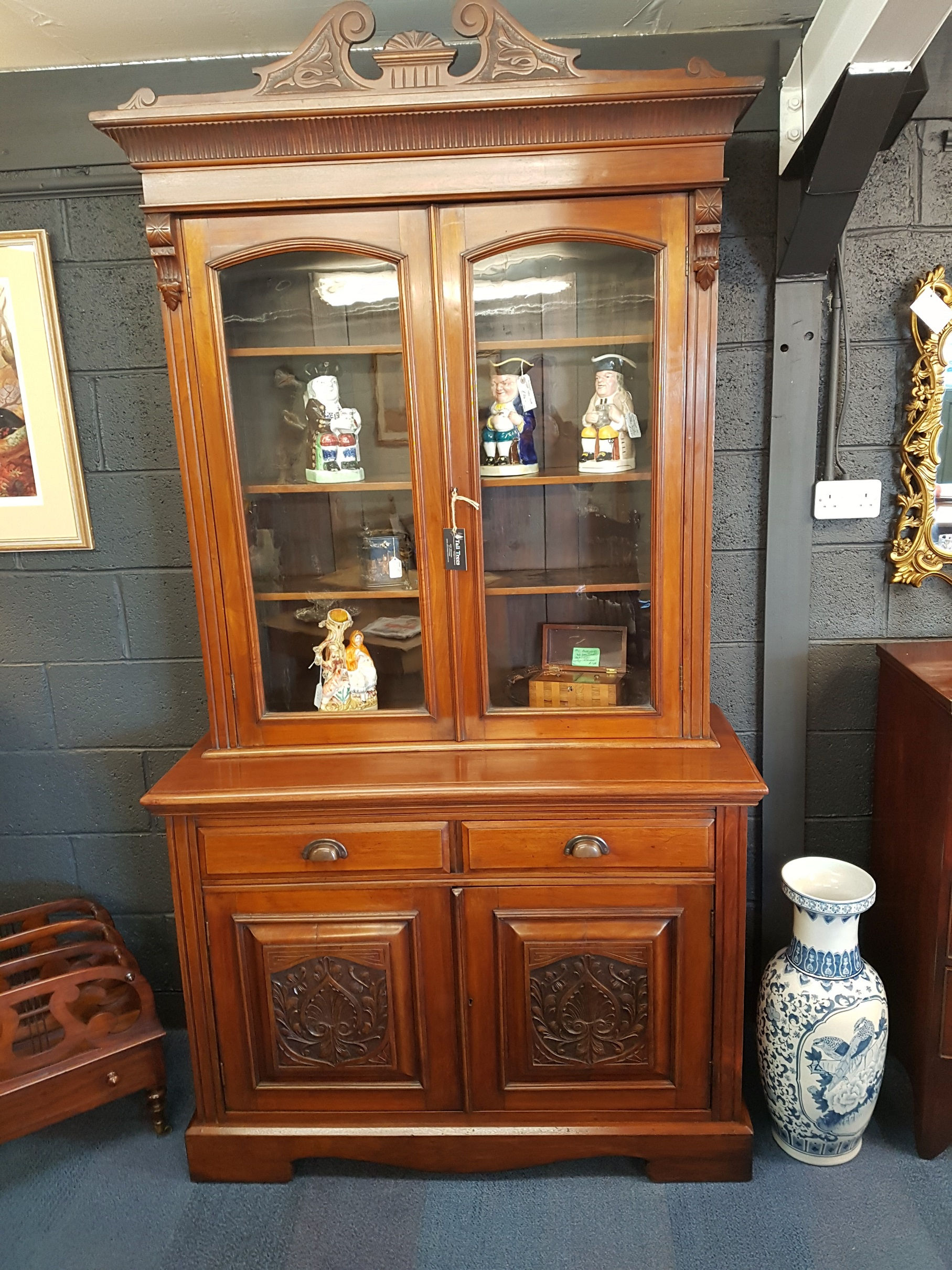 Victorian Mahogany & Ash Glazed Bookcase