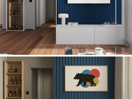A digitally rendered living room with evident design inconsistencies — misaligned furniture, unrealistic lighting, and inaccurate proportions — illustrating the challenges of relying on AI-generated interior visuals without architectural expertise.