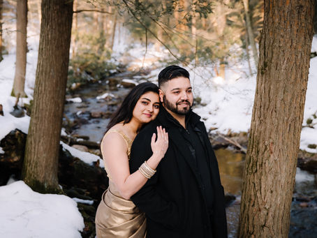 Shreya & Abi’s Winter Anniversary Session at Hickory Run State Park | Poconos, PA