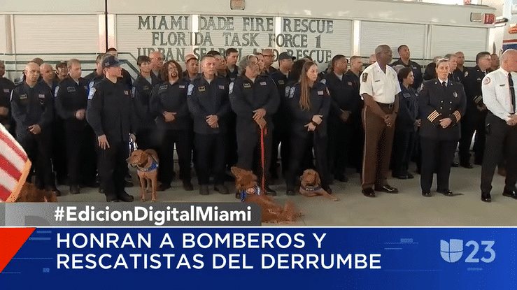 Honran a bomberos y rescatistas del derrumbe de Surfside