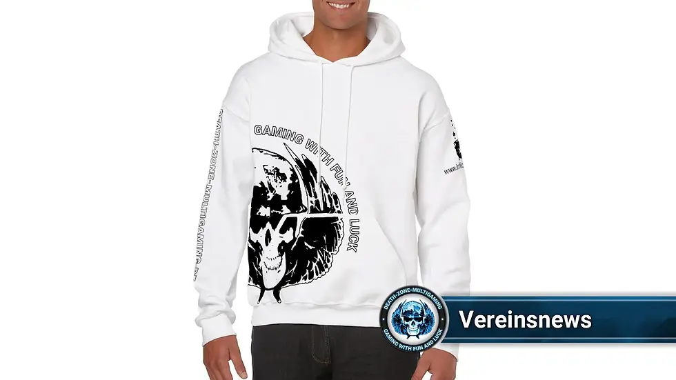 Weißer Hoodie mit Death-Zone-Multigaming Vereinslogo