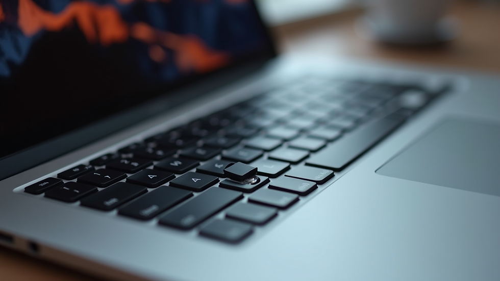 Close-up view of a MacBook keyboard with some keys removed