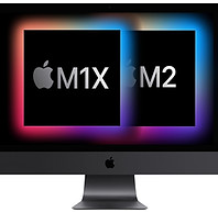 iMac screen showing Apple M1X and M2 chips for MacBook repair Toronto.