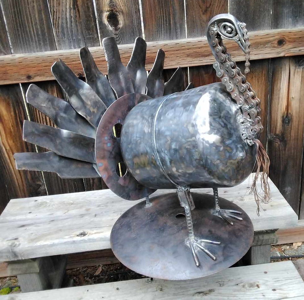 "turkey" upcycled unique rusty metal yard art and decor