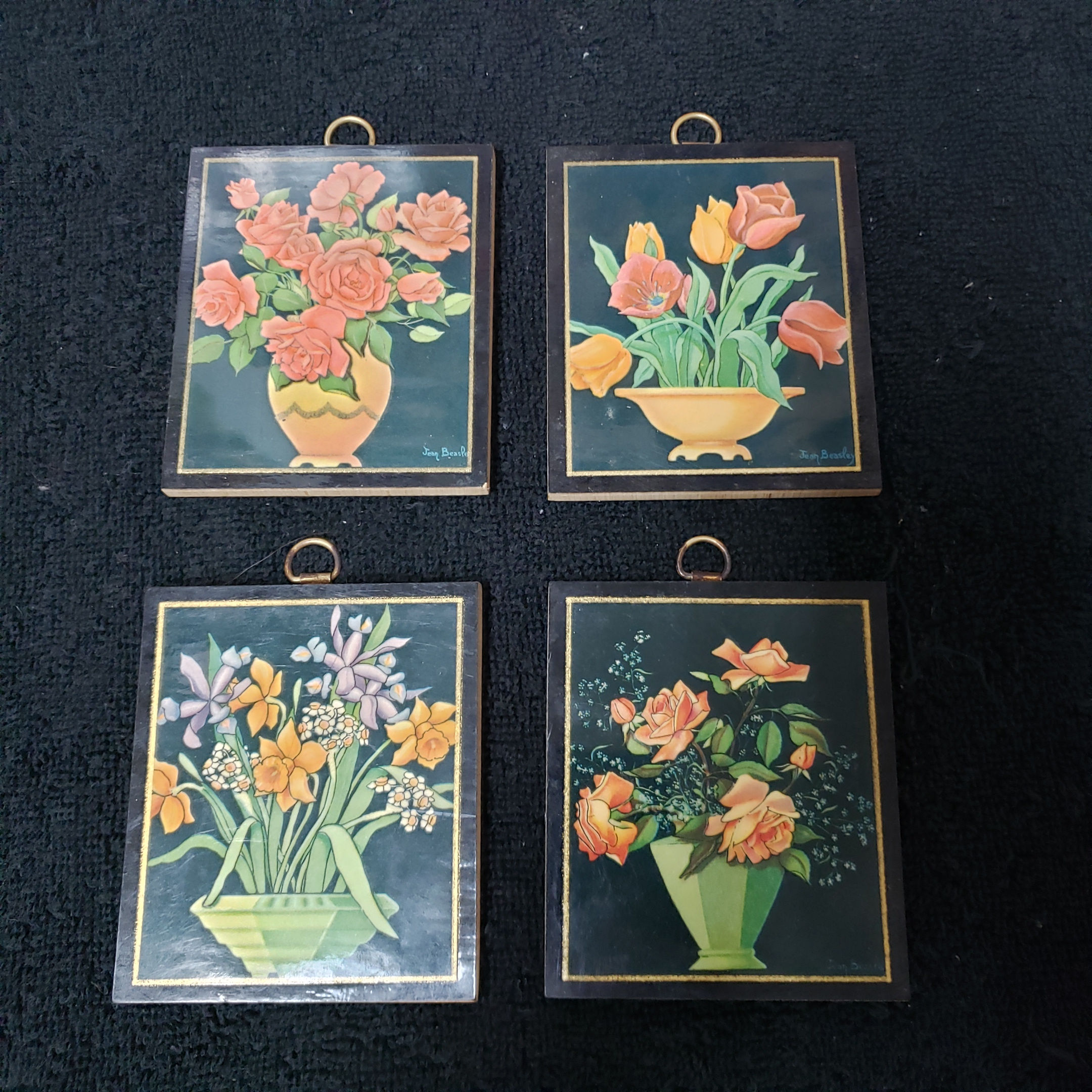 1920's Floral Mini Wall Art Quartet