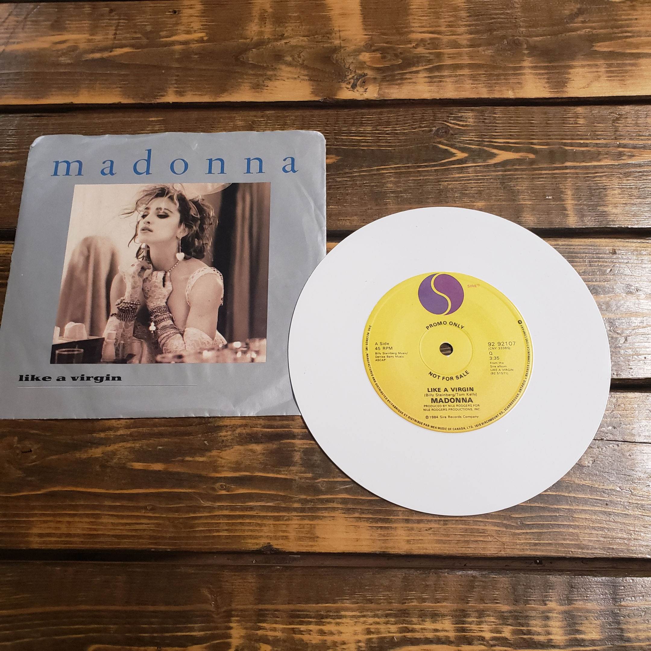 Madonna – “Like A Virgin” rare white vinyl promo '45 single