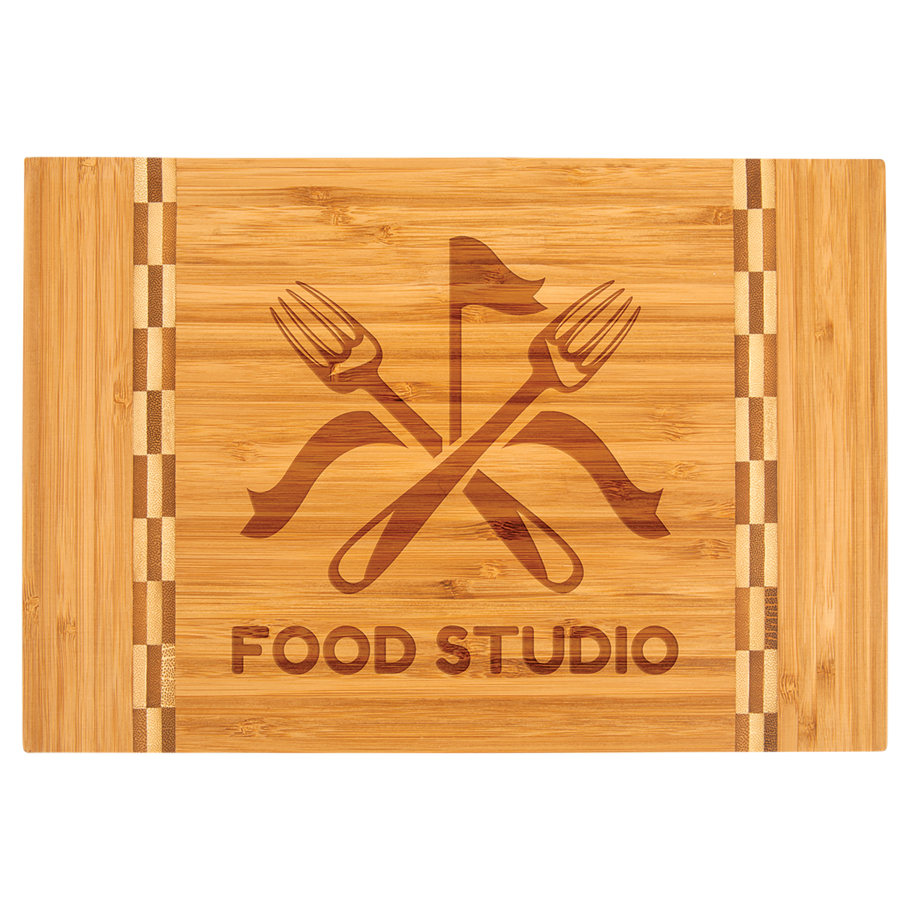 Bamboo Cutting Board with Butcher Block Ends in 12x8.25" - engraved sample shown (example engraving)