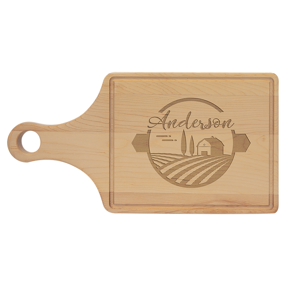 Maple Paddle Cutting Board with Drip Ring - engraved sample shown (example engraving)
