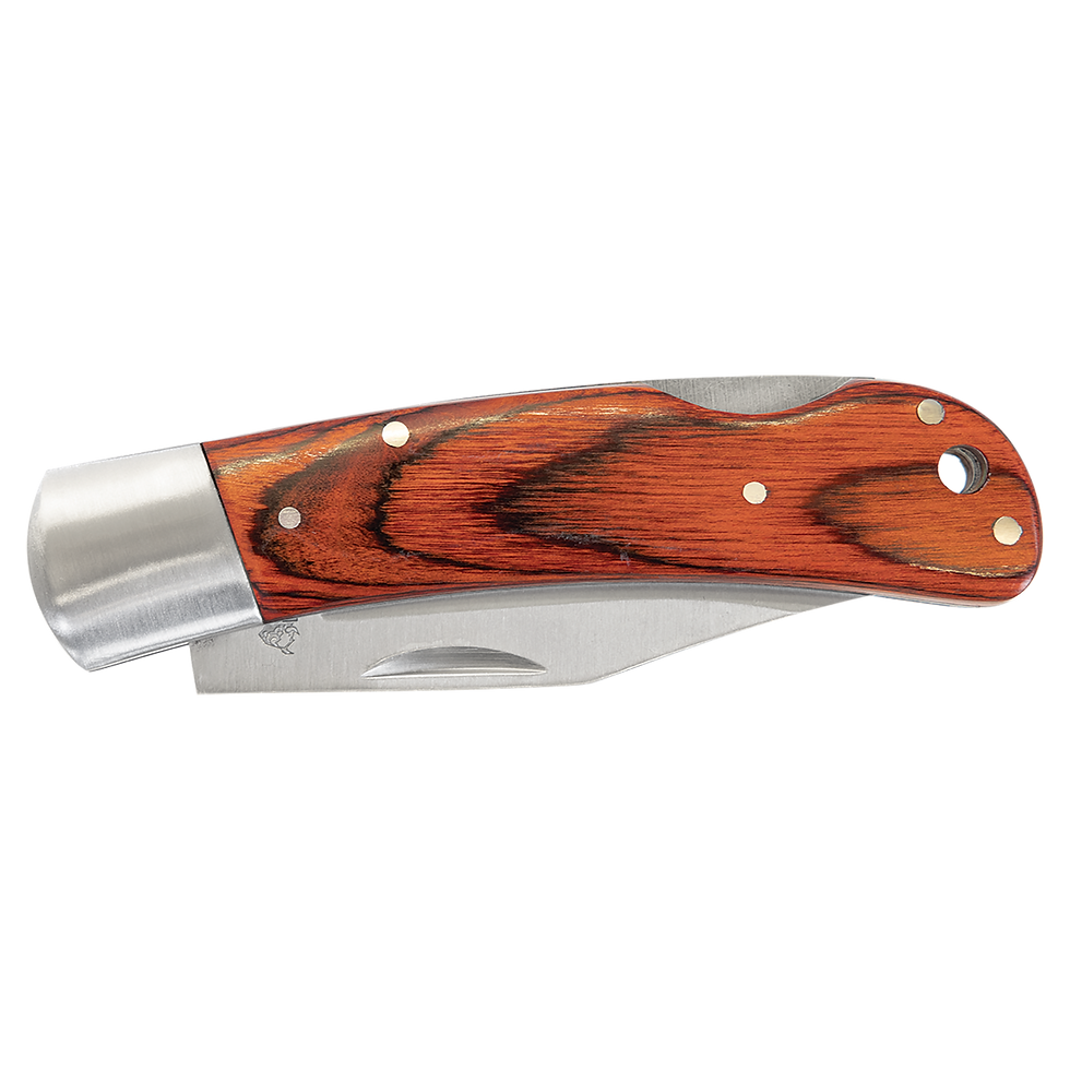 Bison River 4" Folding Pocket Knife with Leather Sheath - engraved sample shown (example engraving)