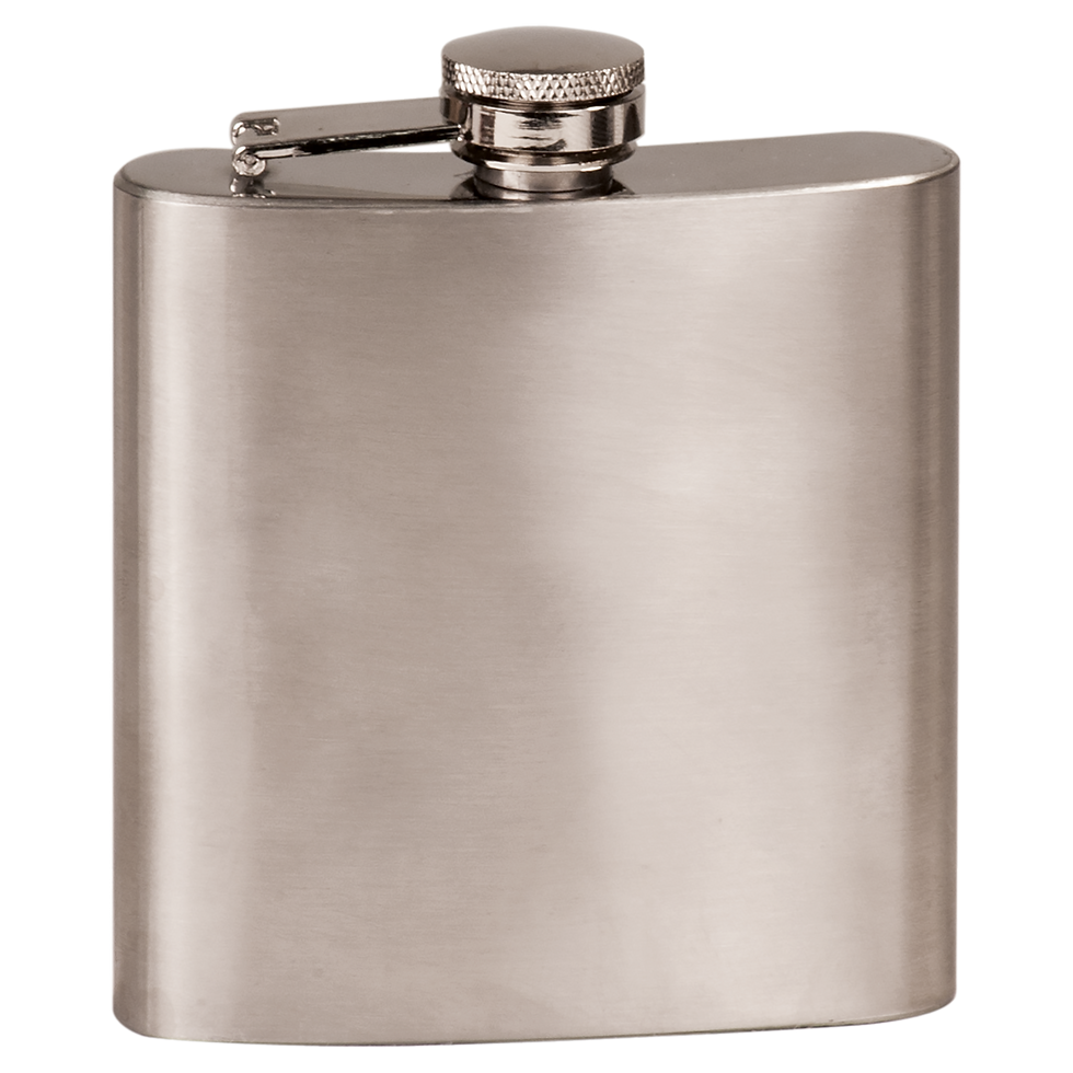 6 oz Stainless Steel Flask in Stainless Steel - blank product, shown without engraving