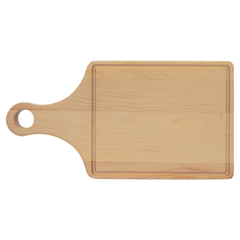 Maple Paddle Cutting Board with Drip Ring - blank product, shown without engraving