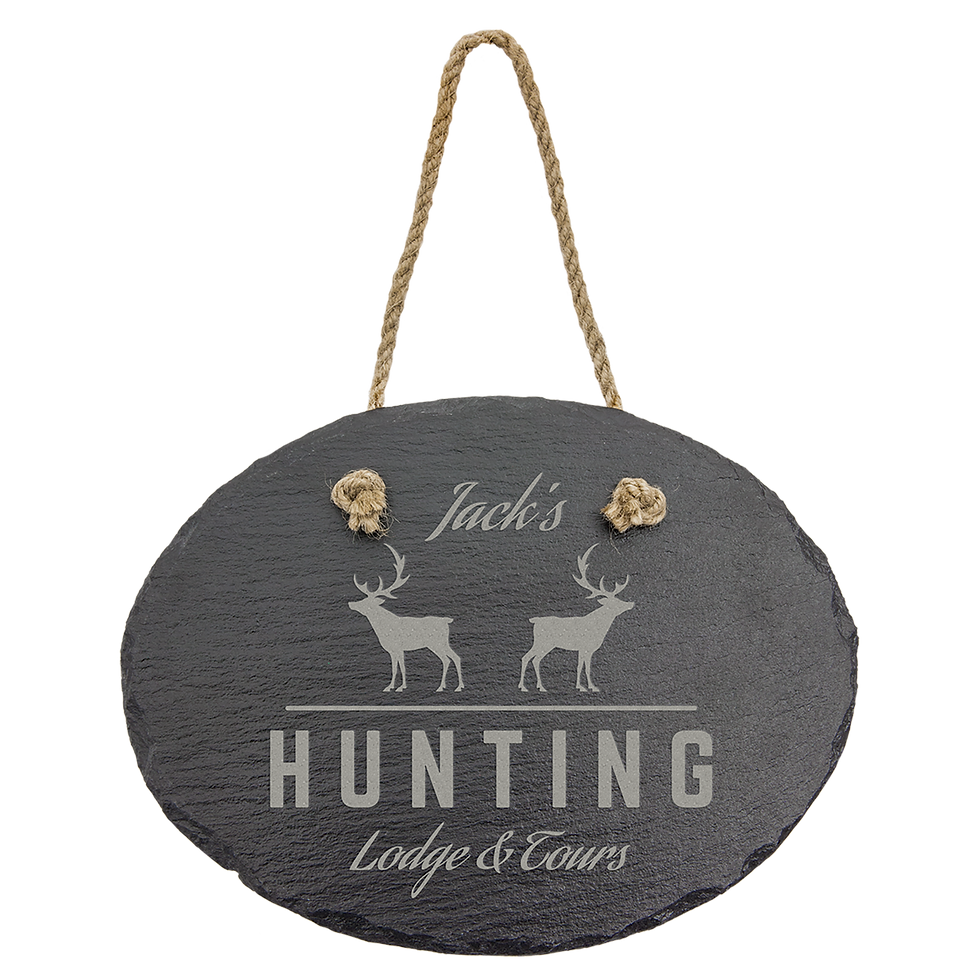 Oval Hanging Laser Slate in 7.75x6" - engraved sample shown (example engraving)