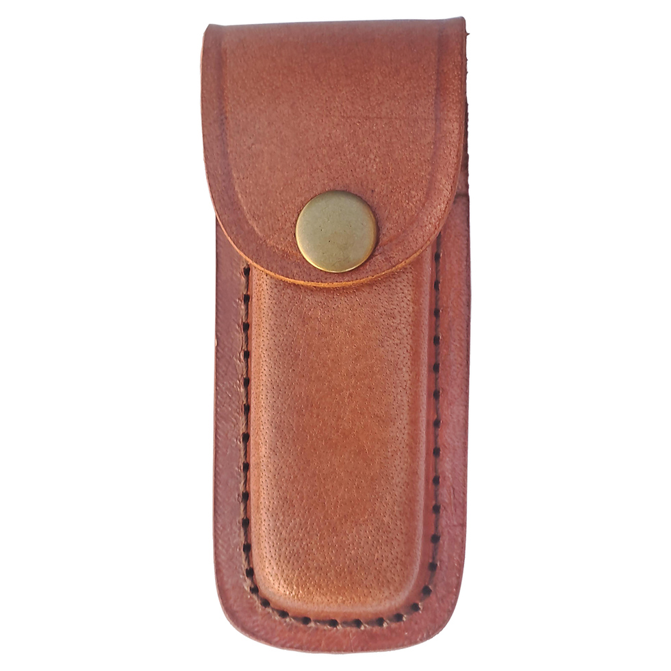Bison River Leather Sheath for Folding Knives - Under 4" or Under 5" in Under 4" Knife - engraved sample shown (example engraving)
