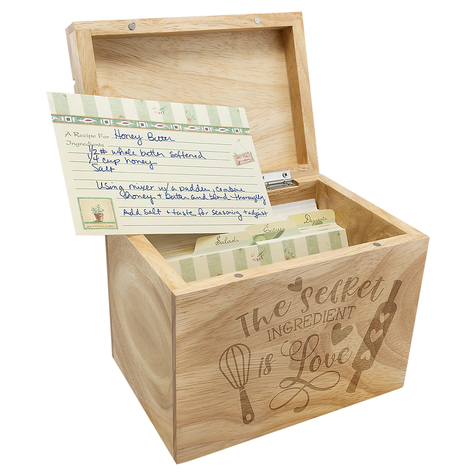 Wood Recipe Card Box - engraved sample shown (example engraving)