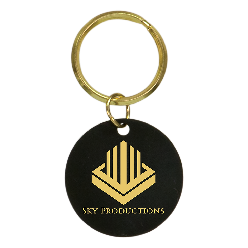 Circle Brass Keychain in Black - engraved sample shown (example engraving)
